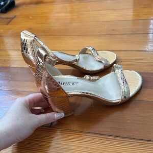 Rose Gold Open Toed Sandal Heels